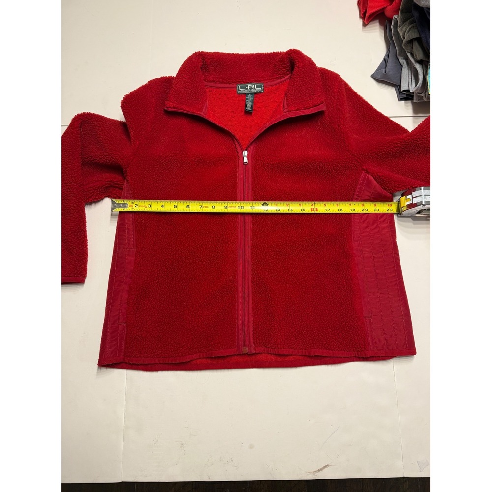 Lauren Active Ralph Lauren Red Full Zip Fleece Sherpa Jacket Womens XL Sporty - Picture 7 of 11